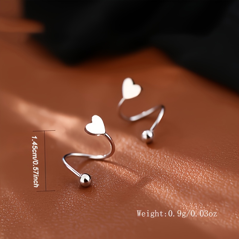 925 Silver Heart Stud Earrings Music Valentine's Gift
